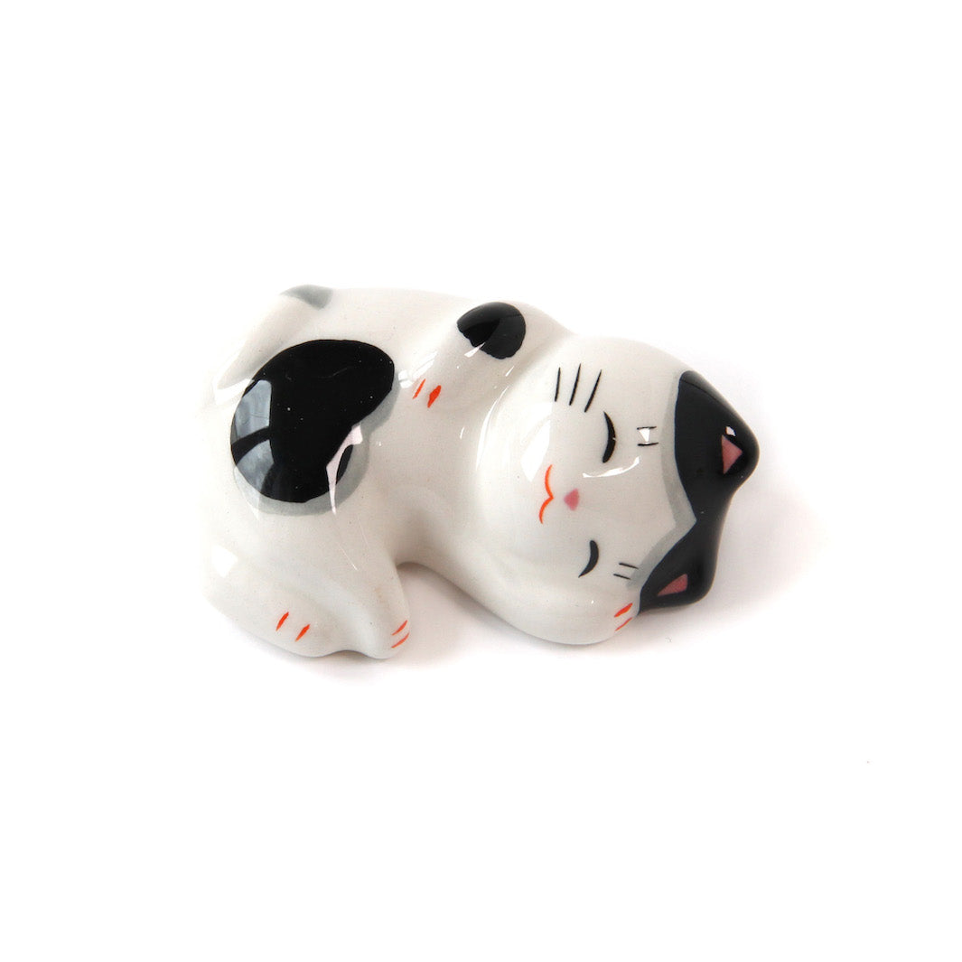 Chat Endormi - Porte-Baguettes - Moucheté, Noir et Gris Clair