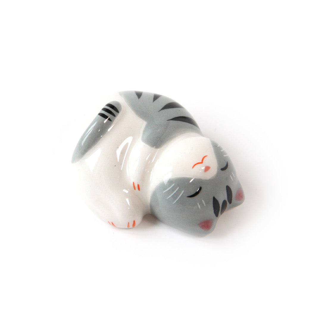 Chat Endormi - Porte-Baguettes - Tigré, Gris et Noir