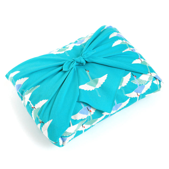 Furoshiki - Grues, Fond Bleu - Adeline Klam - 50x50cm