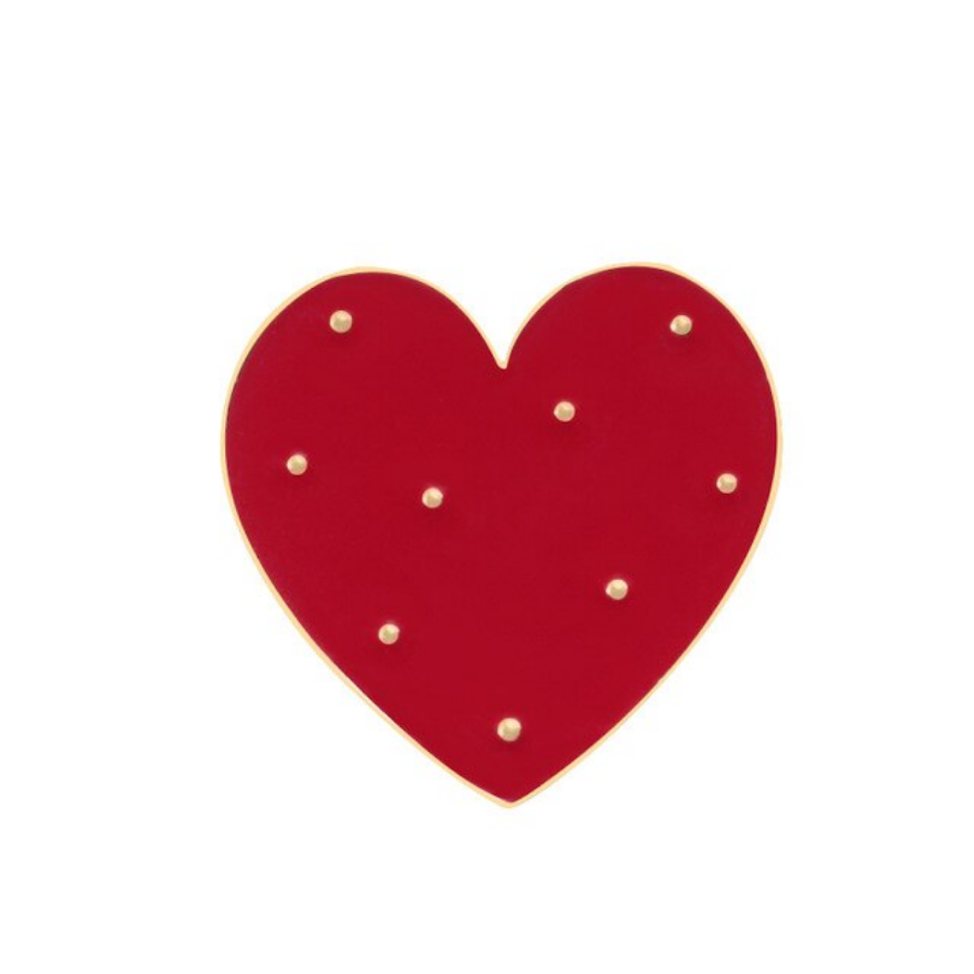 Pin's - Coeur Rouge & Pointillés Dorés