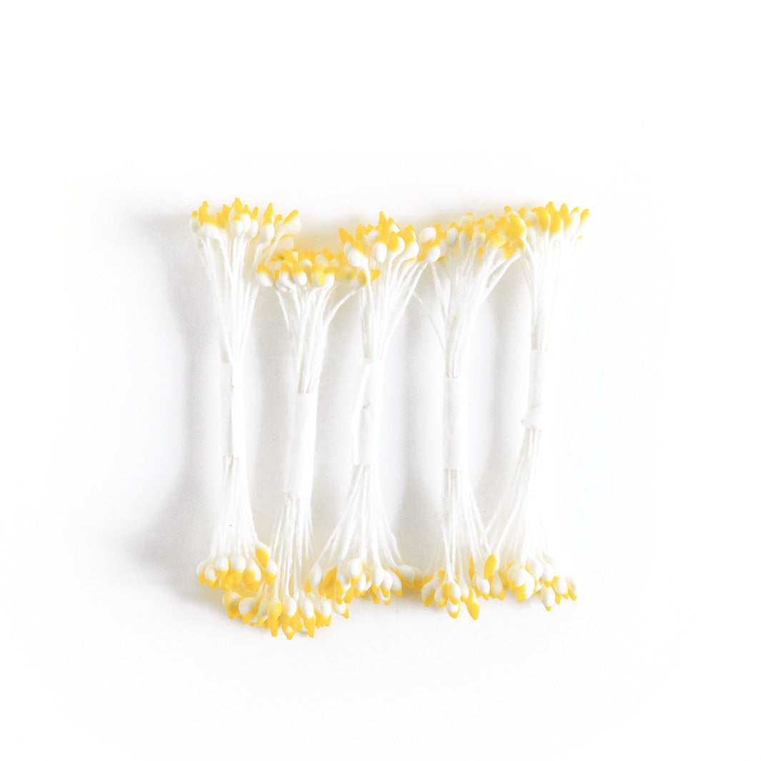 Lot de 5 fagots de pistils de fleurs - Blanc & Pointes Jaunes - 336