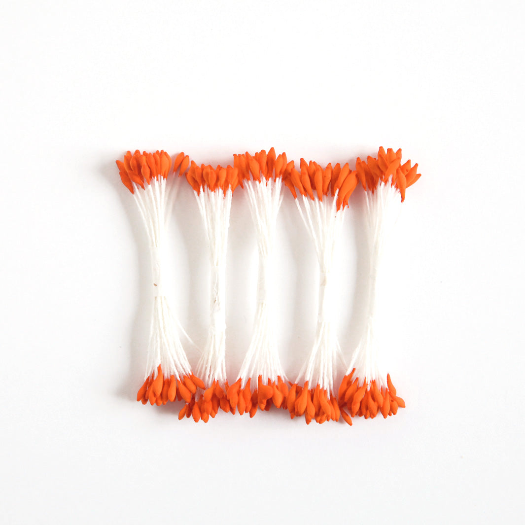 Lot de 5 fagots de pistils de fleurs - Blanc & Orange - 335