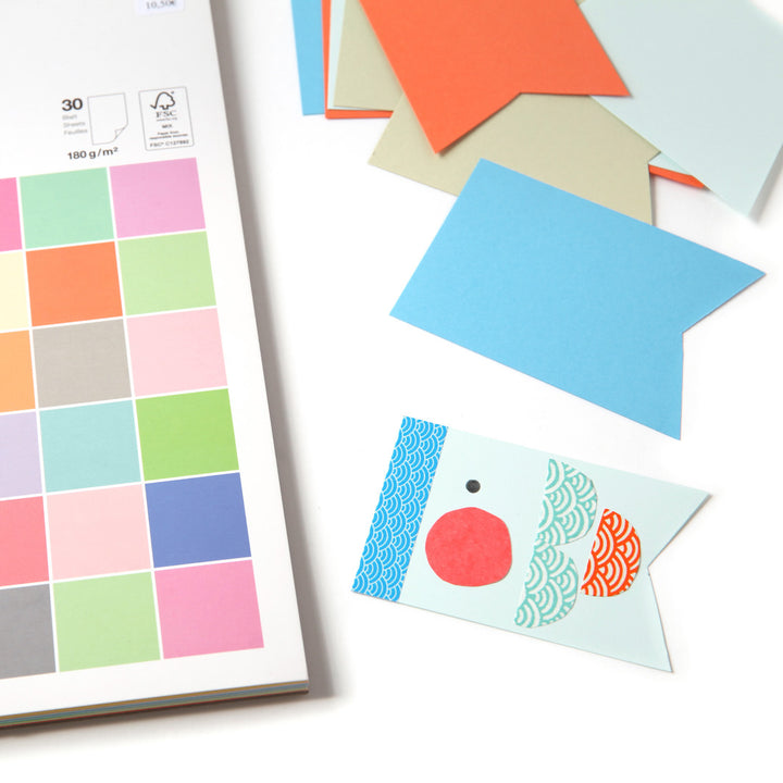 Bloc de 30 feuilles de papier - Multicolores pastels - 180g/m²