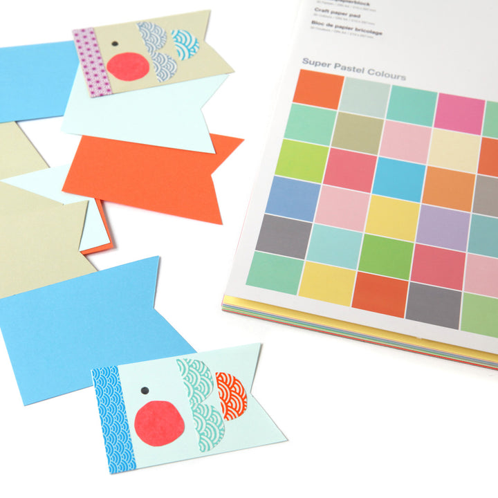 Bloc de 30 feuilles de papier - Multicolores pastels - 180g/m²