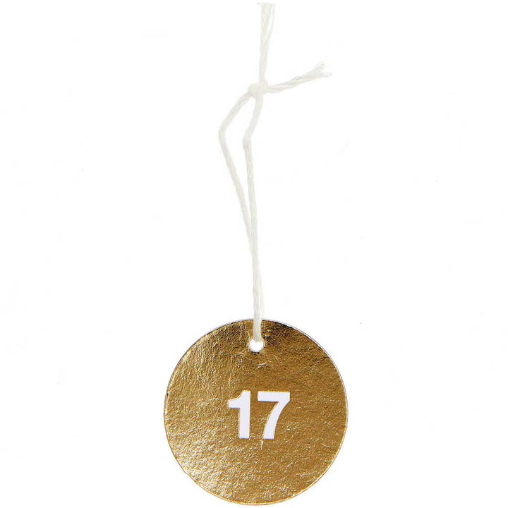 Lot de 24 Étiquettes Rondes en Papier - Calendrier de l'Avent - Or