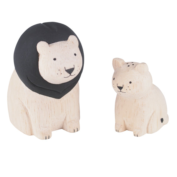 Family of wooden Lions - Pole Pole - T-Lab