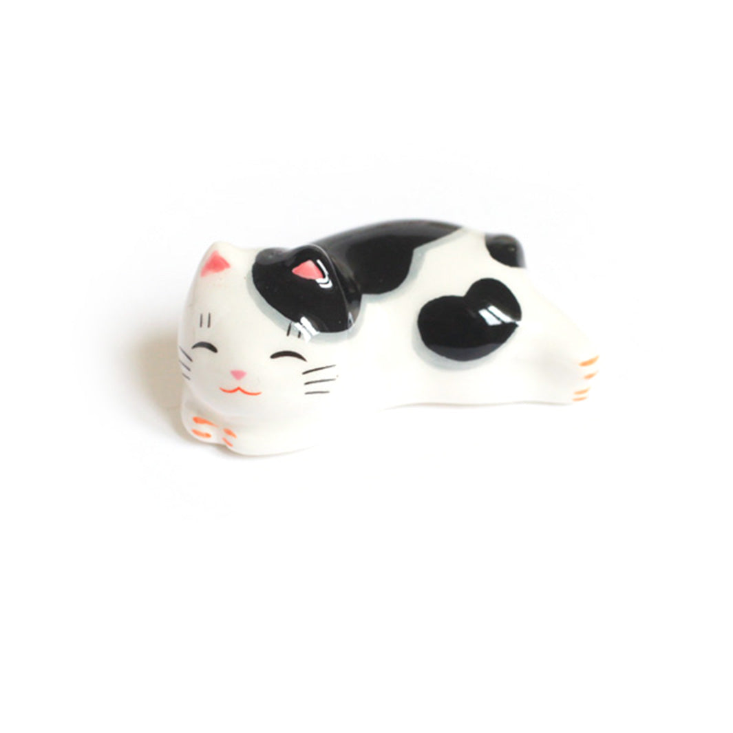 Lying Cat - Chopstick Holder - Speckled, Black and Light Gray