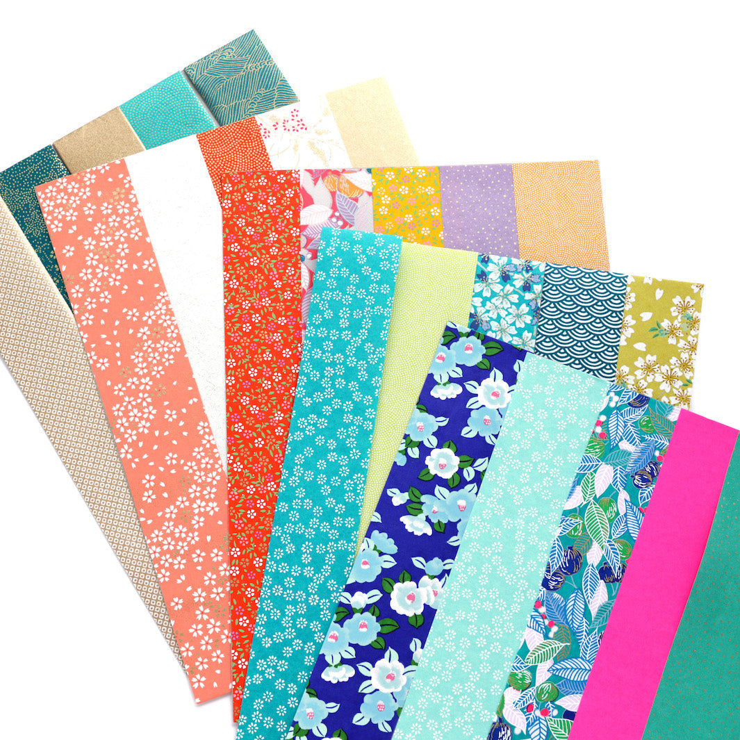 Lot de 5 Bandes de Papiers Japonais - Bleu Nuit, Vert et Rose Fluo - F –  Adeline Klam
