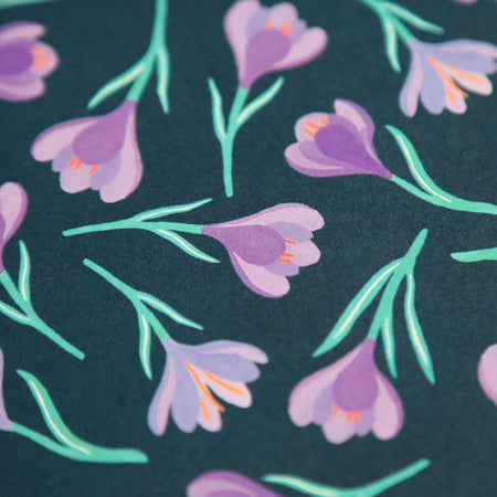 Japanese Paper Notebook - Camellias - Blue, Mauve and Green - M798