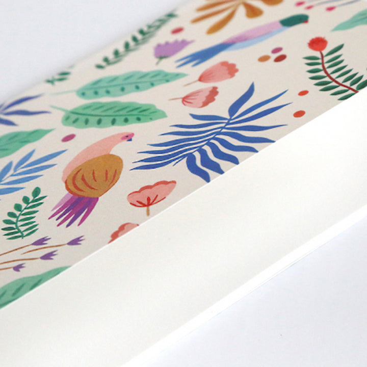Japanese Paper Notebook - Camellias - Blue, Mauve and Green - M798