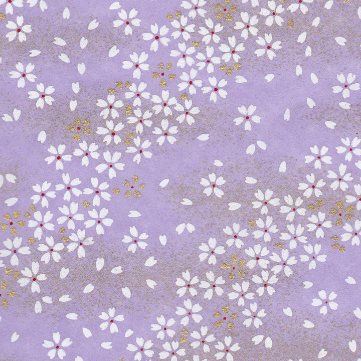 carré de 10cm par 10cm de papier japonais yuzen chiyogami au motif de fleurs au vent dans les tons violet mauve adeline klam (M499)