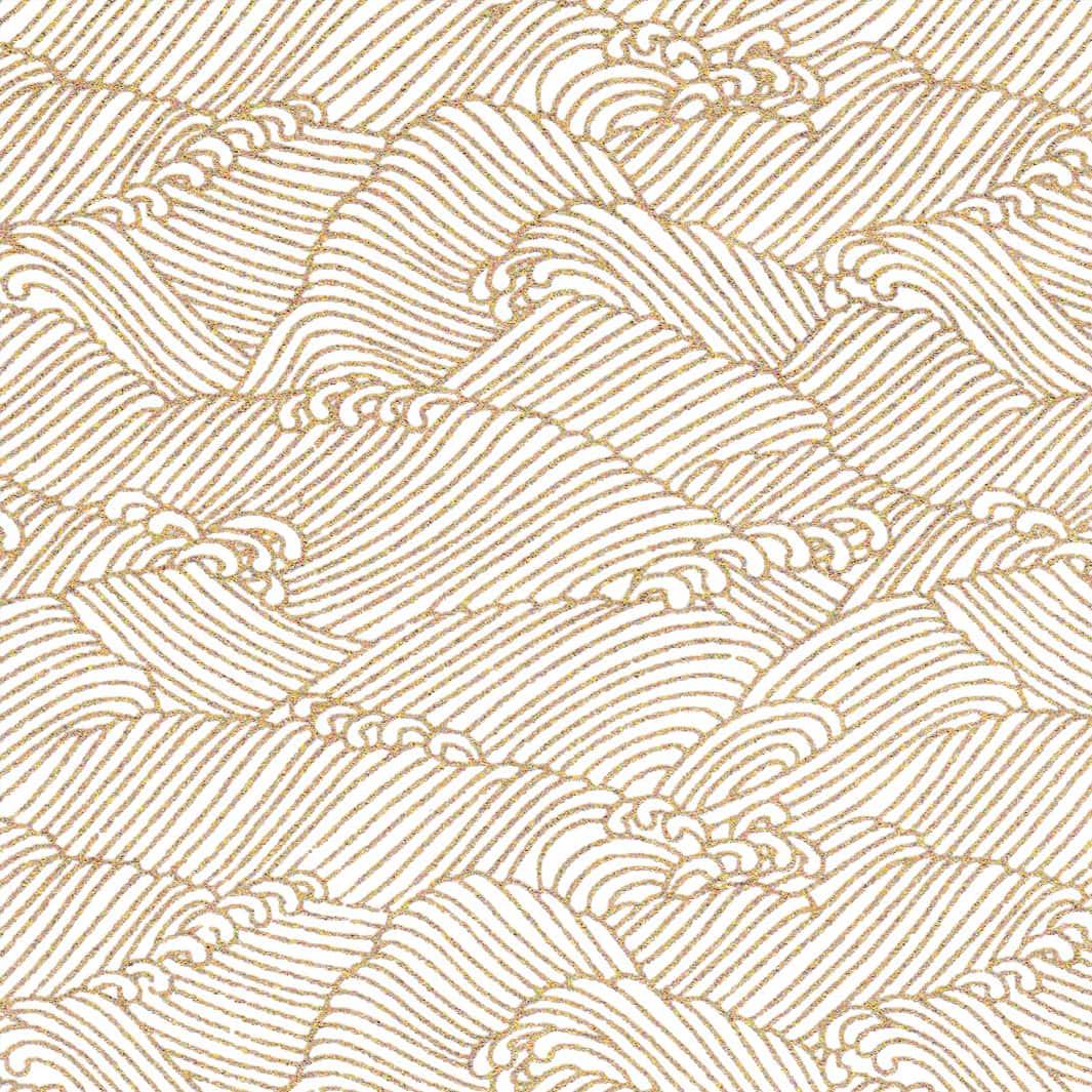 carré de 10cm par 10cm de papier japonais yuzen chiyogami aux motifs « océan » blancs et dorés adeline klam (M648)