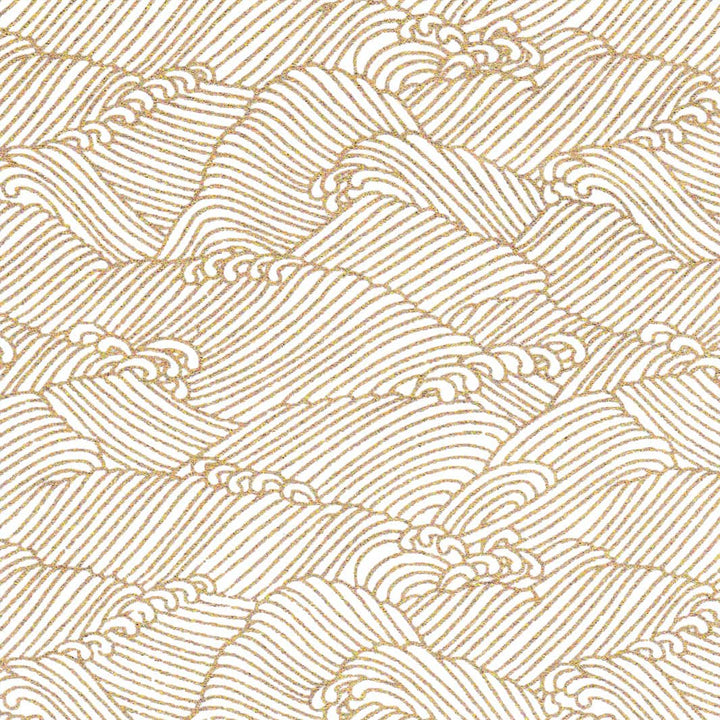 carré de 10cm par 10cm de papier japonais yuzen chiyogami aux motifs « océan » blancs et dorés adeline klam (M648)