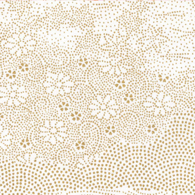 carré de 10cm par 10cm de papier japonais yuzen chiyogami aux motifs de paysage en pointillés dorés sur fond blanc adeline klam (M1009)