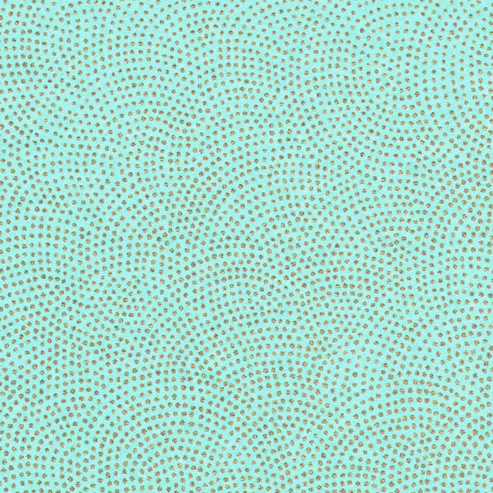 carré de 10cm par 10cm de papier japonais yuzen chiyogami aux motifs samekomon doré sur fond vert d'eau adeline klam (M581)