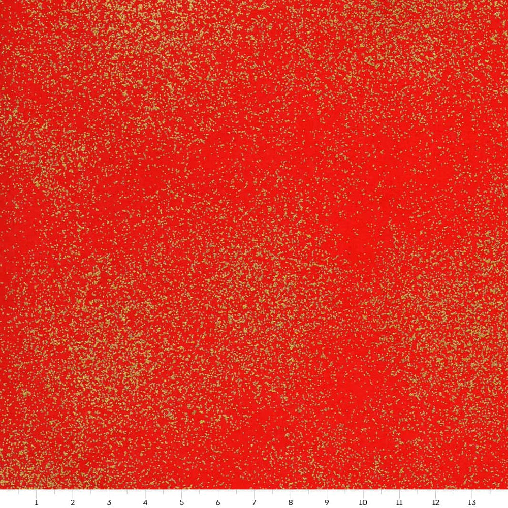carré de 14cm par 14cm de papier japonais yuzen chiyogami aux motifs moucheté doré sur fond rouge adeline klam (M1041)