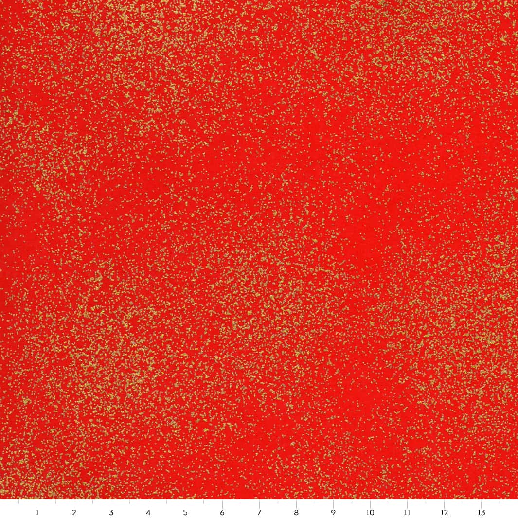carré de 14cm par 14cm de papier japonais yuzen chiyogami aux motifs moucheté doré sur fond rouge adeline klam (M1041)