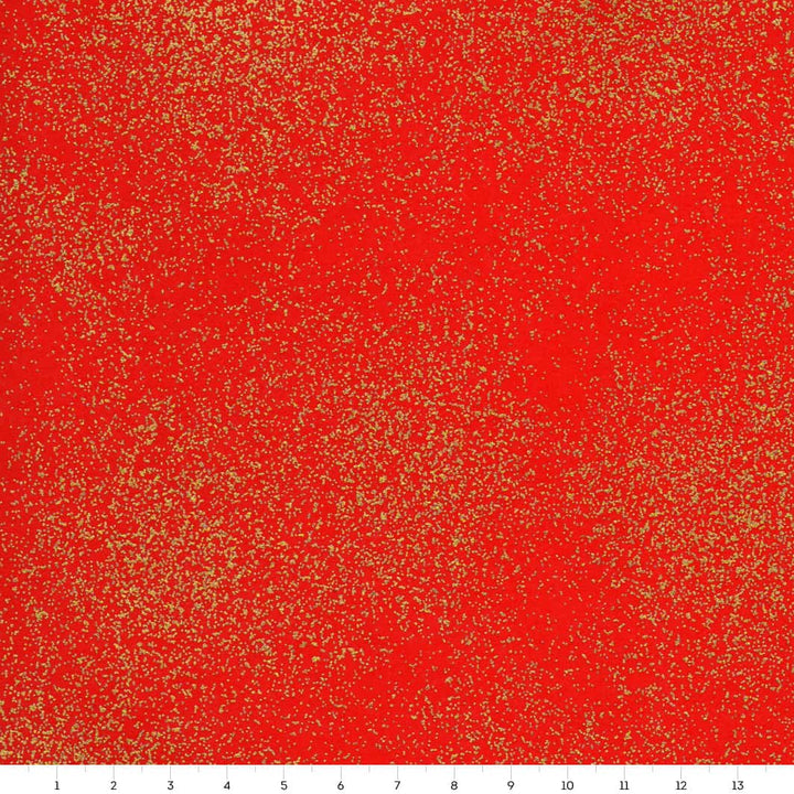 carré de 14cm par 14cm de papier japonais yuzen chiyogami aux motifs moucheté doré sur fond rouge adeline klam (M1041)