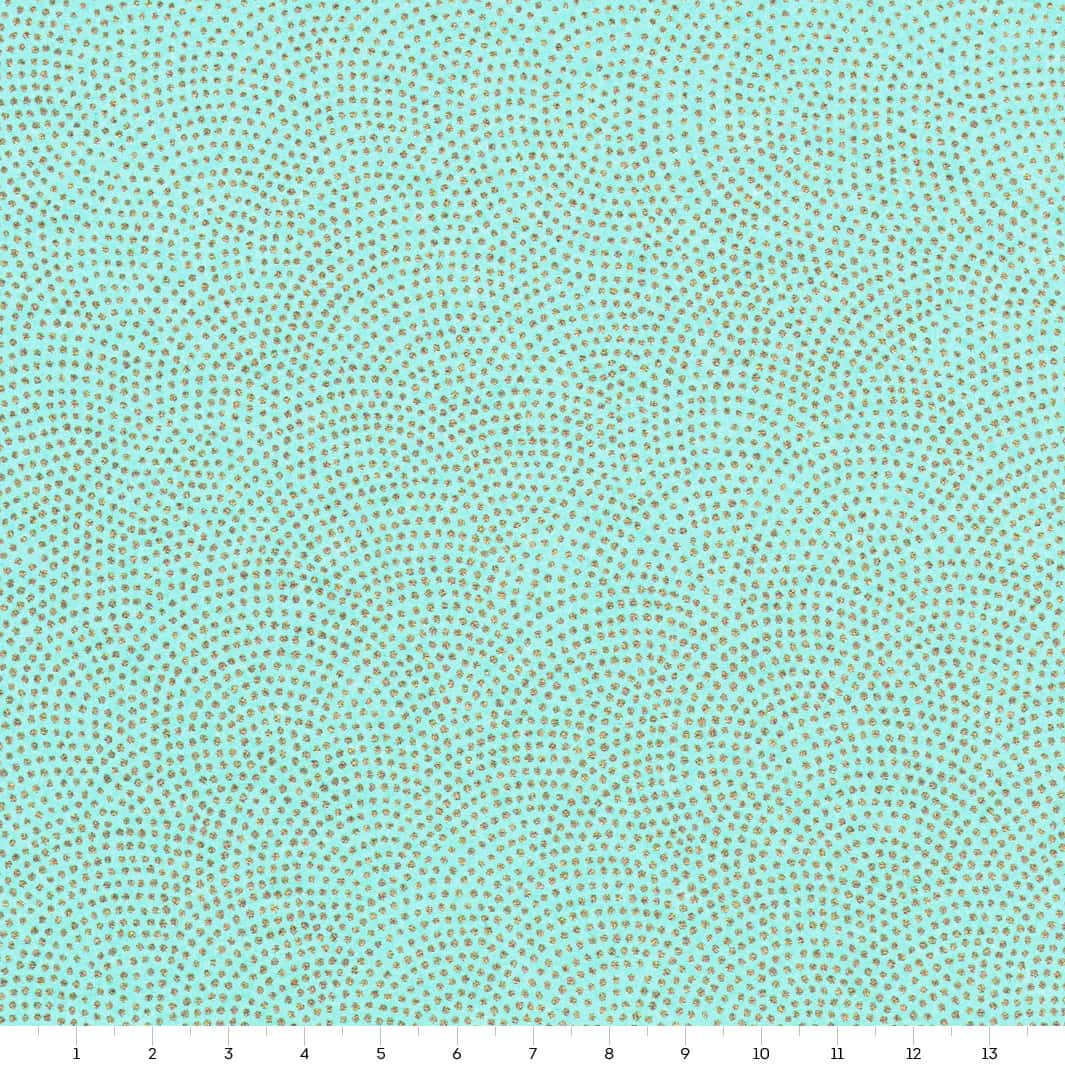 carré de 14cm par 14cm de papier japonais yuzen chiyogami aux motifs samekomon doré sur fond vert d'eau adeline klam (M581)
