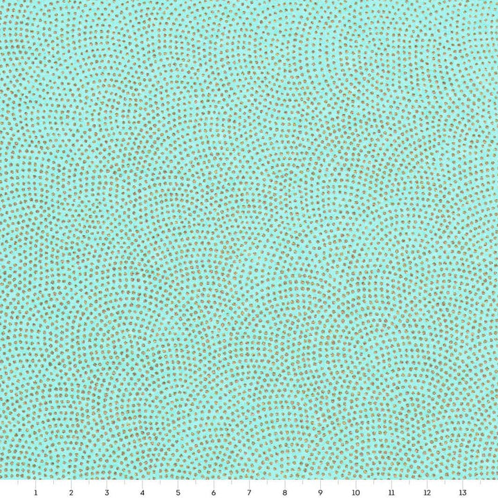 carré de 14cm par 14cm de papier japonais yuzen chiyogami aux motifs samekomon doré sur fond vert d'eau adeline klam (M581)