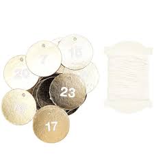 Lot de 24 Étiquettes Rondes en Papier - Calendrier de l'Avent - Or