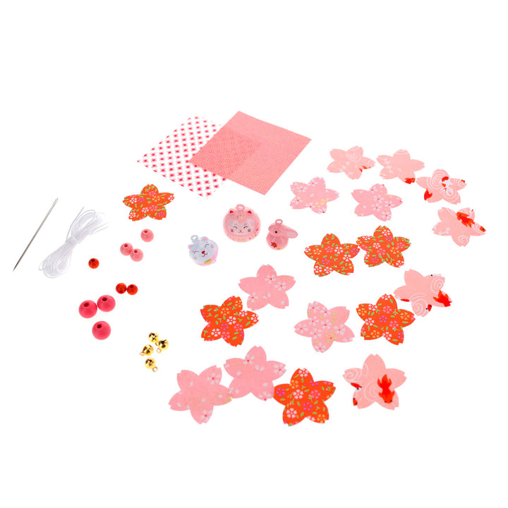 fournitures du kit guirlande porte-bonheur rose, corail, rouge orange « tagada » C2 adeline klam
