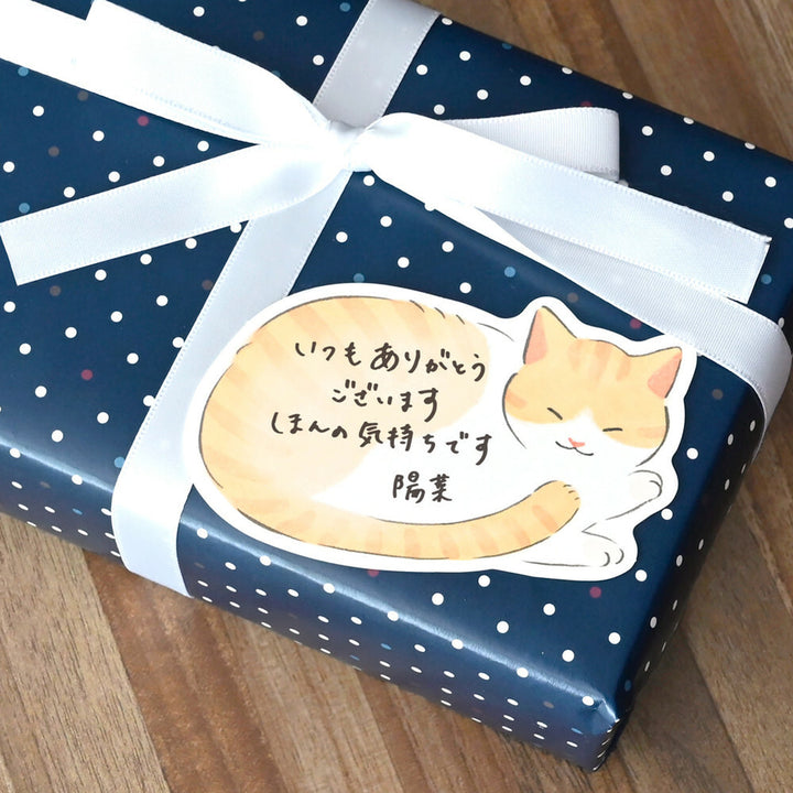 image d'ambiance sur un cadeau du lot de 10 petites feuilles en forme de chat tigré dans les tons orange et blanc de nb co., ltd. japan