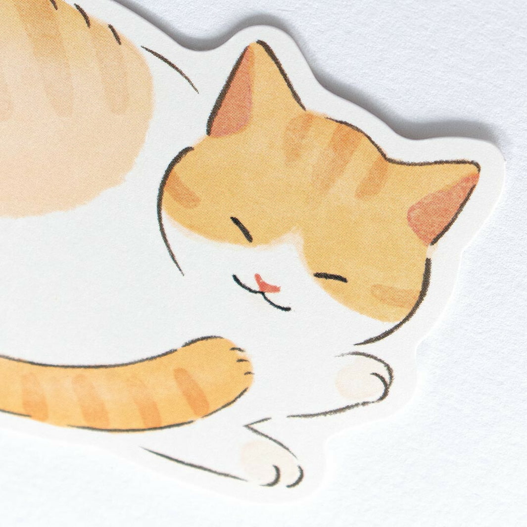 image packshot d'un détail d'une feuille du lot de 10 petites feuilles en forme de chat tigré dans les tons orange et blanc de nb co., ltd. japan