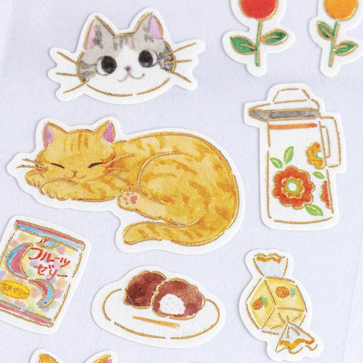 image packshot de détails des stickers de la planche de 20 stickers « chats et intérieur japonais » pour NB Co., Ltd. Japan