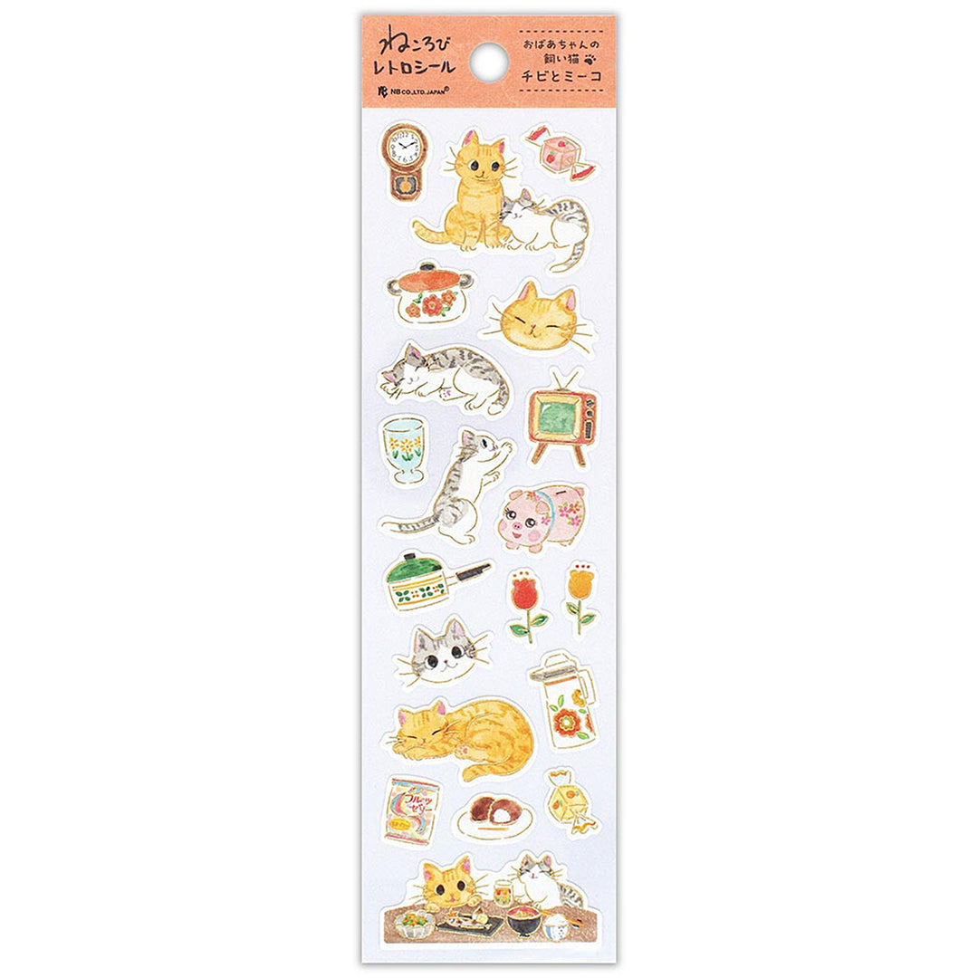 image packshot de la planche de 20 stickers « chats et intérieur japonais » pour NB Co., Ltd. Japan