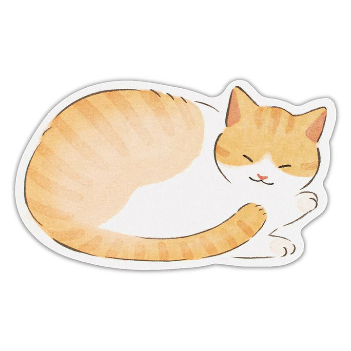 image packshot zoomée d'une feuille du lot de 10 petites feuilles en forme de chat tigré dans les tons orange et blanc de nb co., ltd. japan