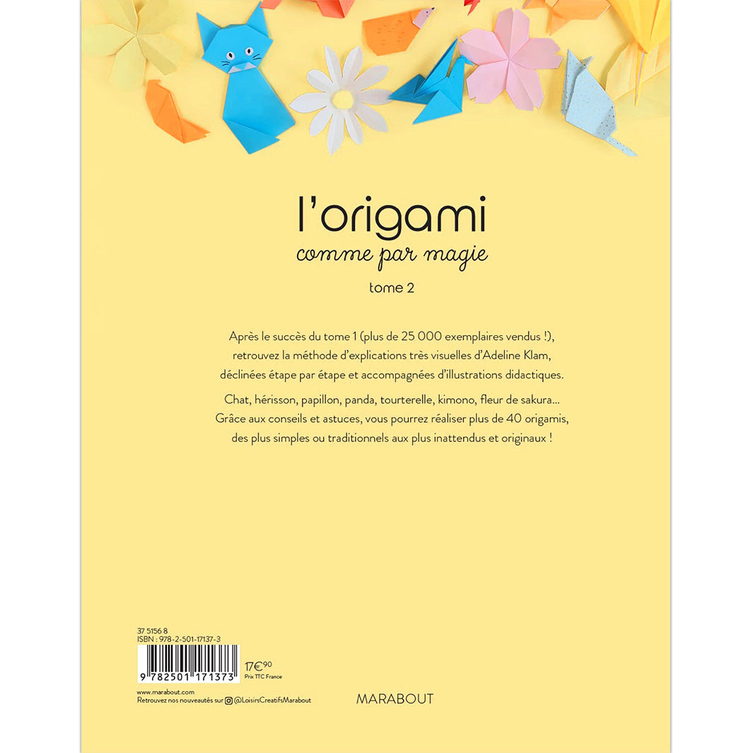 verso du livre « l'origami comme par magie » tome 2 d'adeline klam