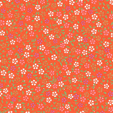 Papier Japonais - Mini Fleurs de Cerisier - Rouge Orange - M964