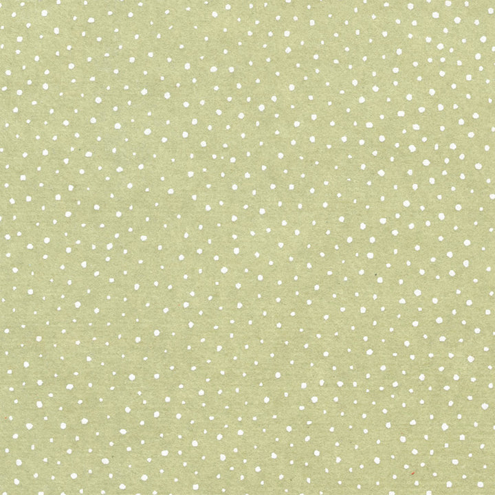 papier japonais yuzen chiyogami aux motifs de neige blanche sur fond vert amande adeline klam de 10cm par 10cm (M1008)