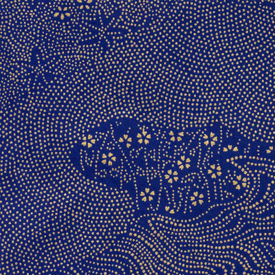 papier japonais yuzen chiyogami aux petits motifs variés en pointillés dorés sur fond bleu nuit adeline klam de 10cm par 10cm