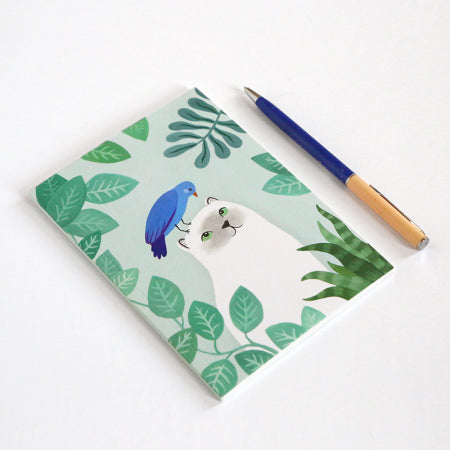 Japanese Paper Notebook - Camellias - Blue, Mauve and Green - M798
