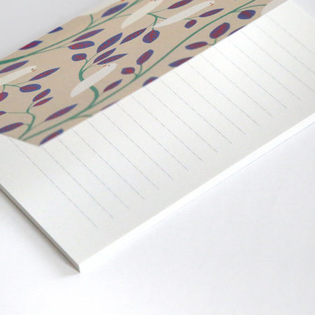 Japanese Paper Notebook - Camellias - Blue, Mauve and Green - M798