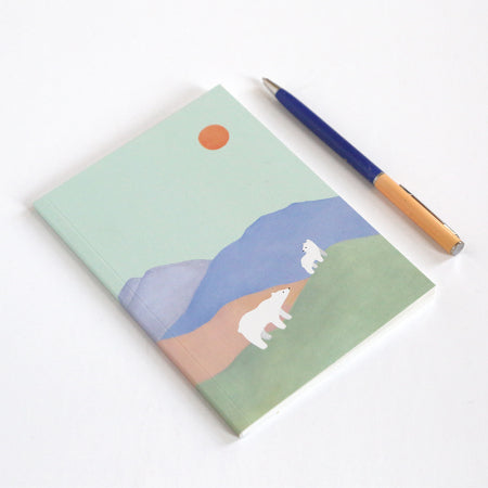 Japanese Paper Notebook - Camellias - Blue, Mauve and Green - M798