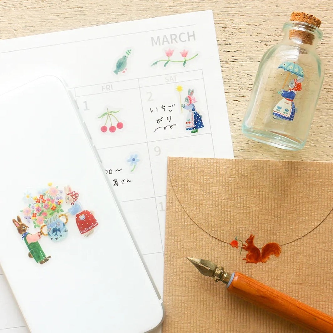 Planche de 45 Stickers - Rabbit Garden, Aiko Fukawa