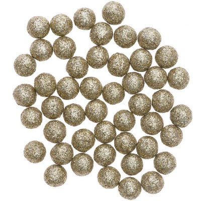 photo packshot du lot de 48 petites boules pailletées en polystyrene de couleur mordorée en vrac rico design