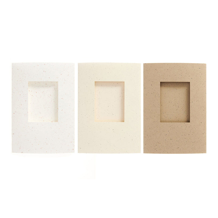 Lot de 6 Cartes Passe-Partout et 6 Enveloppes - Rectangulaires et Mouchetés, Blanc, Beige et Kraft - 16,9 x 24cm (B6)