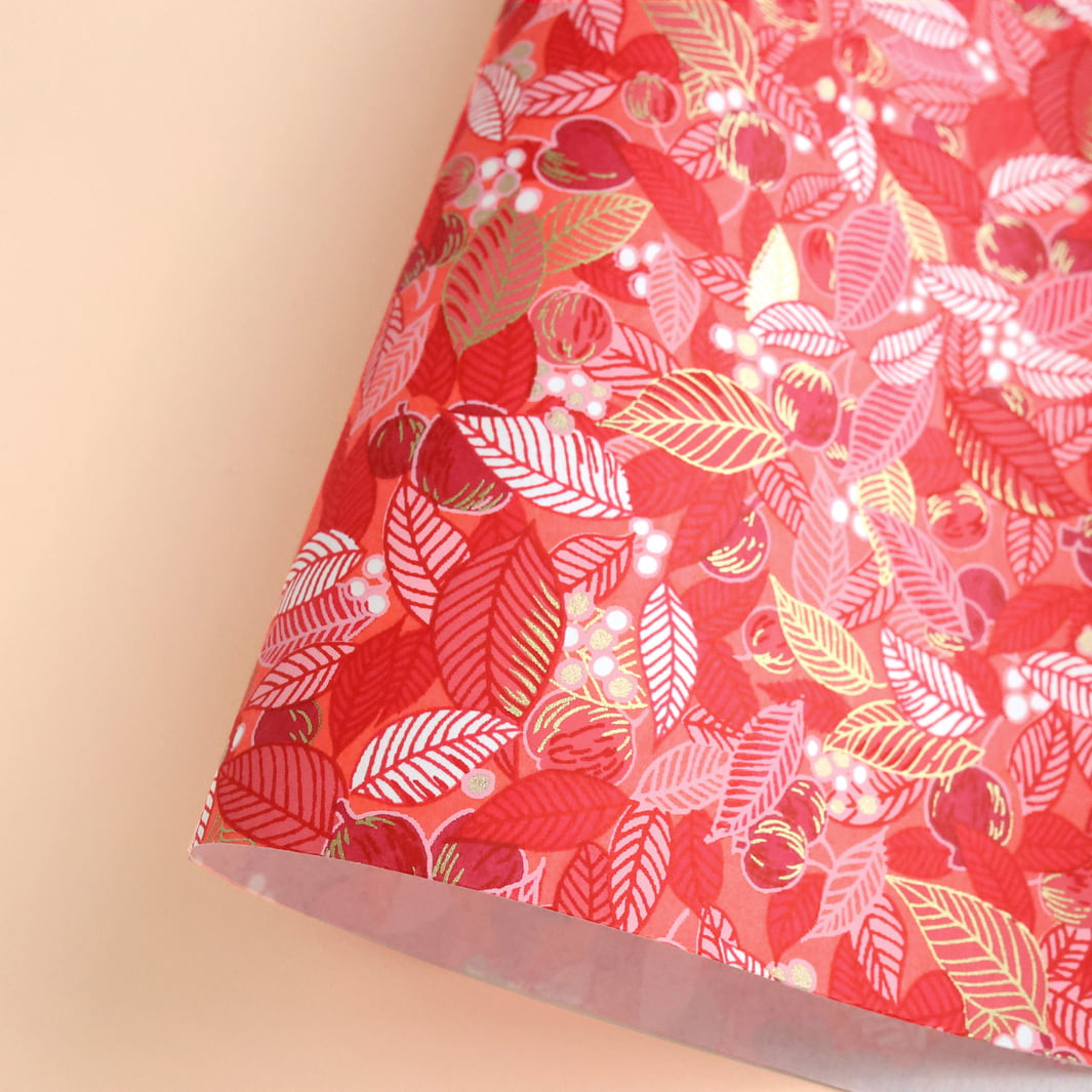 Japanese Paper - Leaves, Berries and Fruits - Shades of Red - M970 