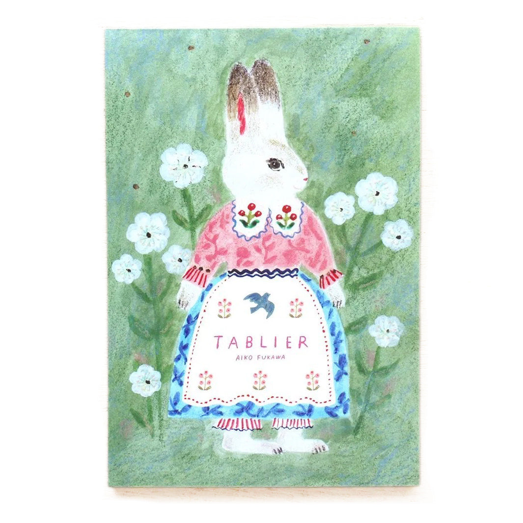 photo packshot de la couverture du bloc de cartes postales de 10 cartes et 5 motifs « tablier » par Aiko Fukawa pour Cozyca Products