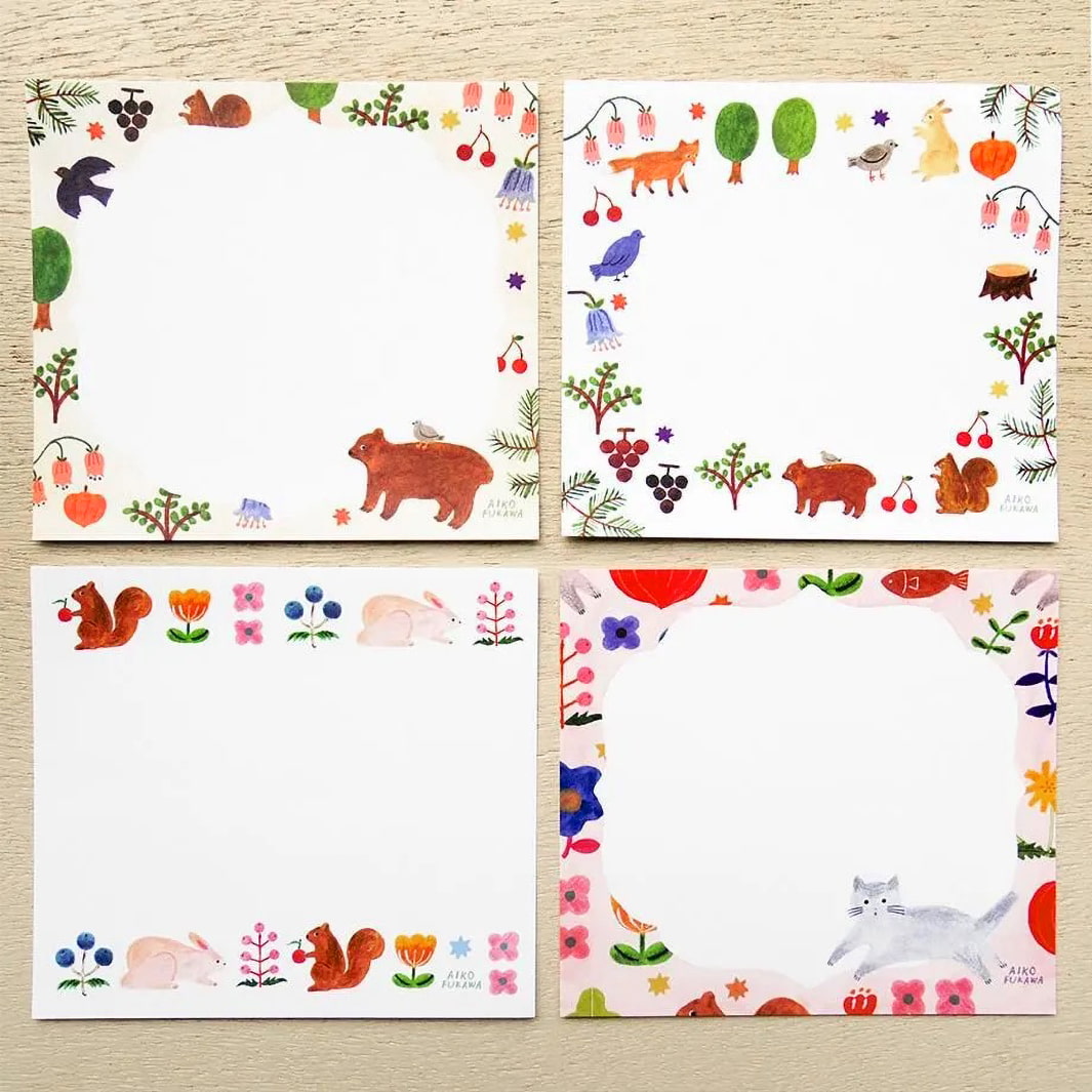 photo packshot du détail des 4 motifs du bloc-notes de 120 feuilles « feel nature » par Aiko Fukawa pour Cozyca Products