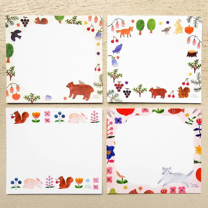 photo packshot du détail des 4 motifs du bloc-notes de 120 feuilles « feel nature » par Aiko Fukawa pour Cozyca Products