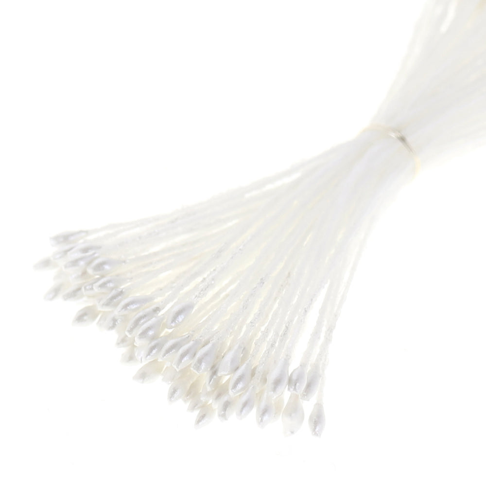 photo packshot du détail des pistils du fagot de pistils de fleurs blanc métallisés (1075)