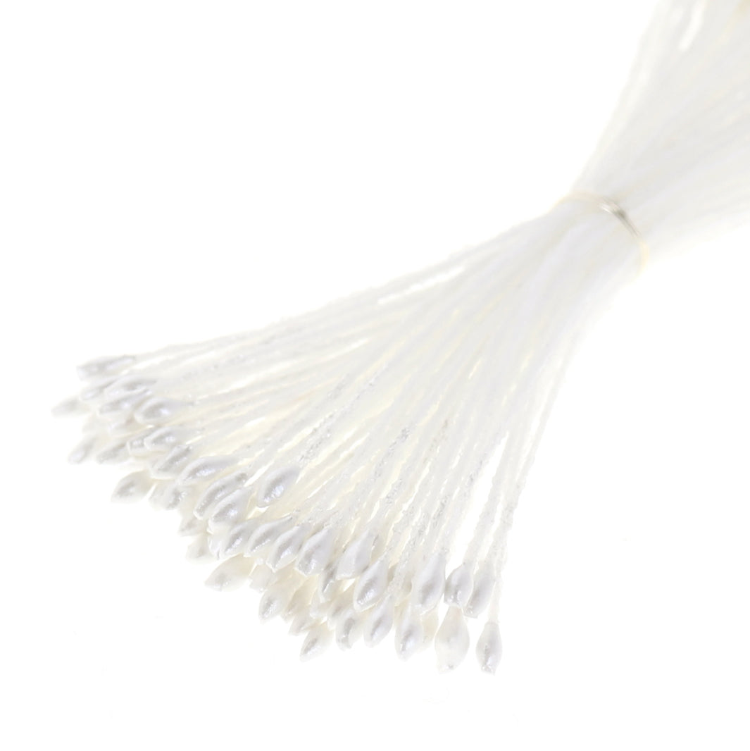 photo packshot du détail des pistils du fagot de pistils de fleurs blanc métallisés (1075)