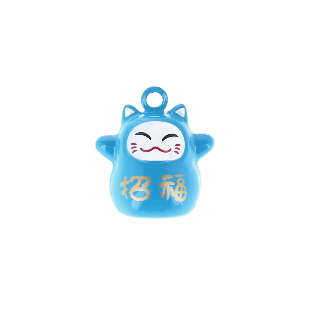 photo packshot d'un grelot en forme de maneki neko bleu