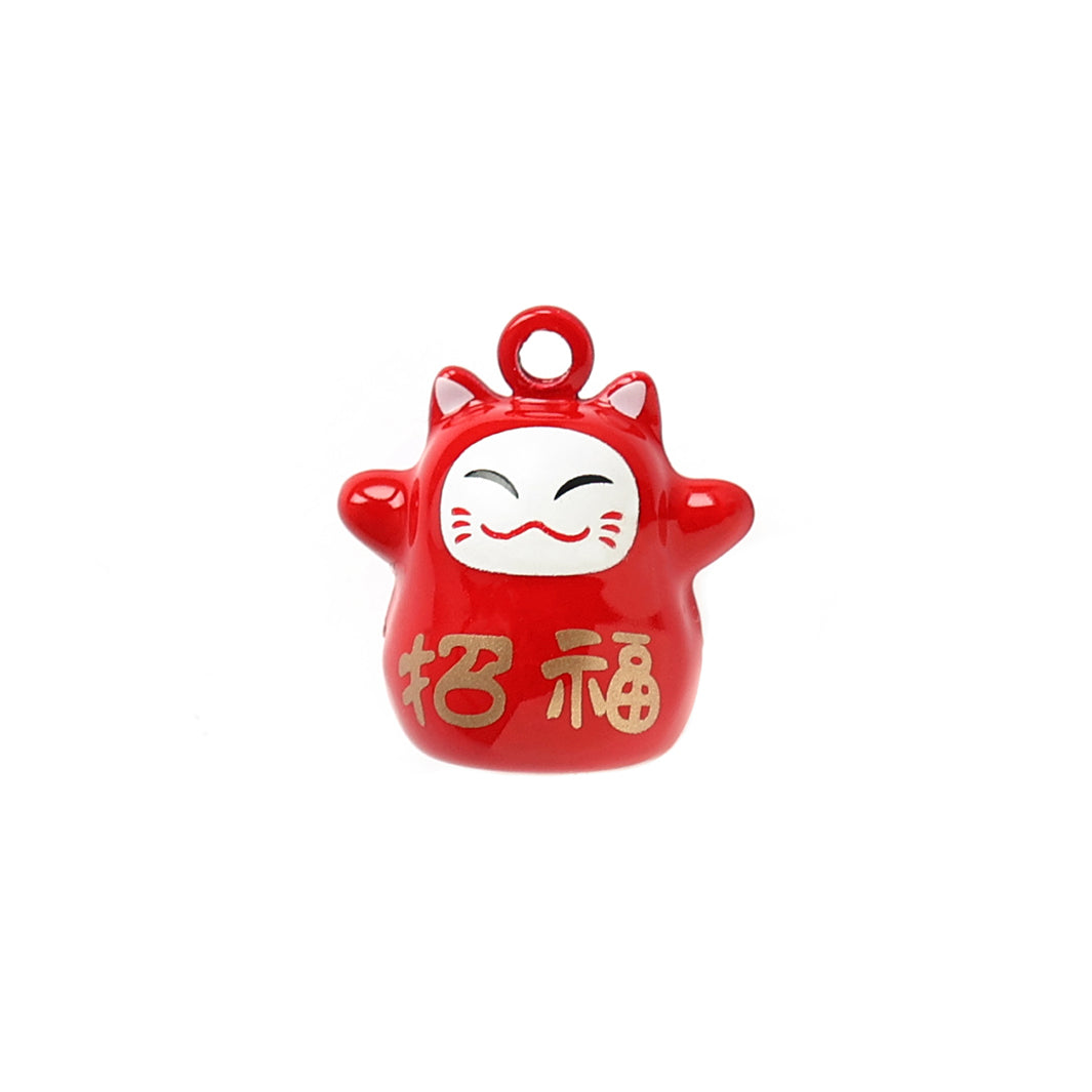 photo packshot d'un grelot en forme de maneki neko rouge