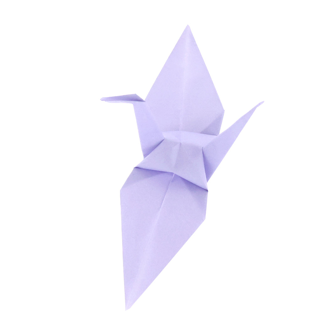 photo packshot d'une grue montée du set de 100 papiers origami unis violet lilas toyo